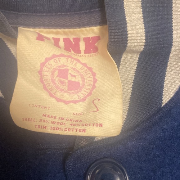 Victoria's Secret Pink Varsity Baseball Bomber Letterman Jacket S Wool Cotton - Picture 5 of 7